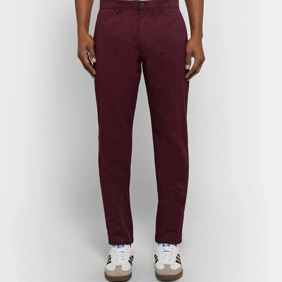 Club Monaco - Connor Slim-Fit Cotton-Blend Twill Chinos - Burgundy - Picture 1 of 4